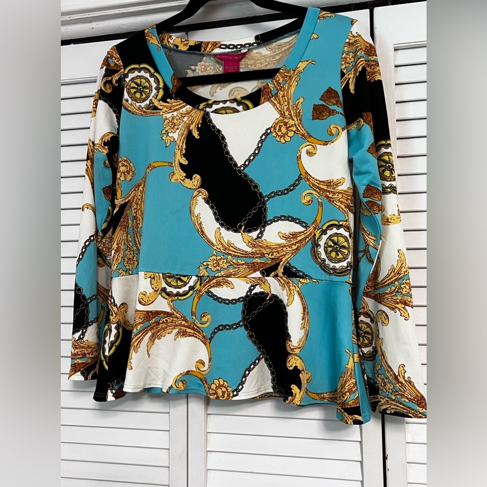 Versace Inspired peplum Top size large
